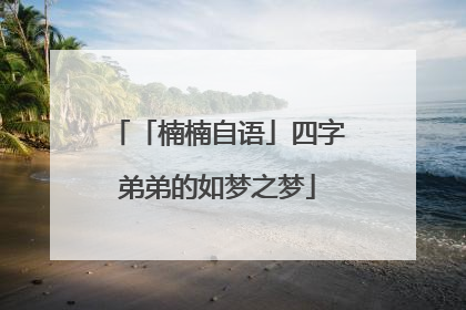 「楠楠自语」四字弟弟的如梦之梦