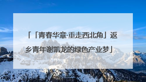 「青春华章·重走西北角」返乡青年谢凯龙的绿色产业梦
