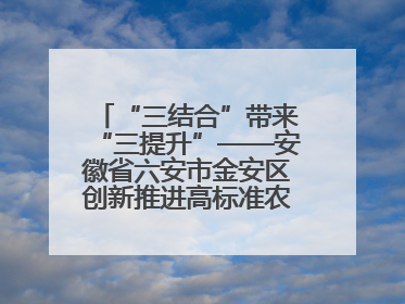 “三结合”带来“三提升”——安徽省六安市金安区创新推进高标准农田建设