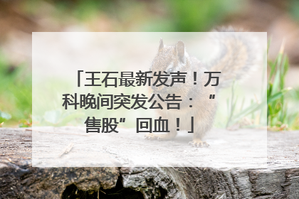 王石最新发声！万科晚间突发公告：“售股”回血！