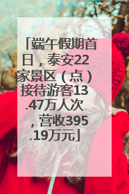 端午假期首日，泰安22家景区（点）接待游客13.47万人次，营收395.19万元