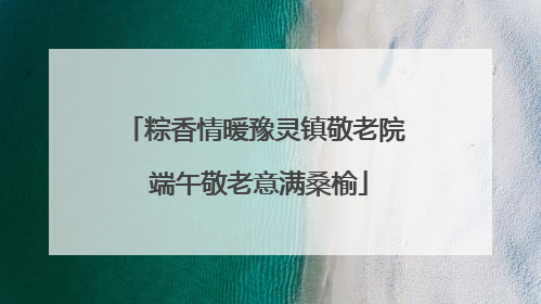 粽香情暖豫灵镇敬老院 端午敬老意满桑榆