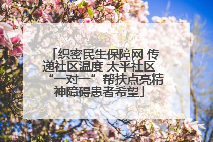 织密民生保障网 传递社区温度 太平社区“一对一”帮扶点亮精神障碍患者希望