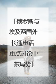 俄罗斯与埃及两国外长通电话 重点讨论中东局势