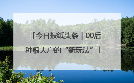 今日报纸头条｜00后种粮大户的“新玩法”