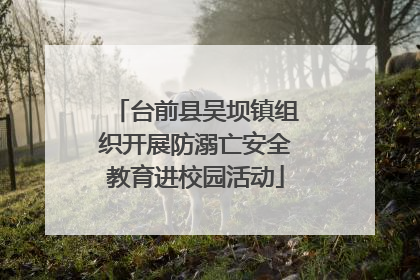 台前县吴坝镇组织开展防溺亡安全教育进校园活动