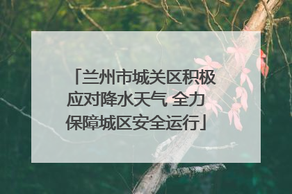 兰州市城关区积极应对降水天气 全力保障城区安全运行