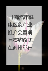 商洛市健康医药产业推介会暨项目签约仪式在商州举行