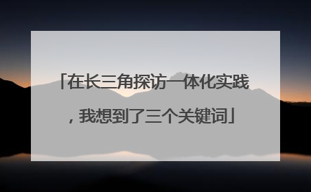 在长三角探访一体化实践，我想到了三个关键词