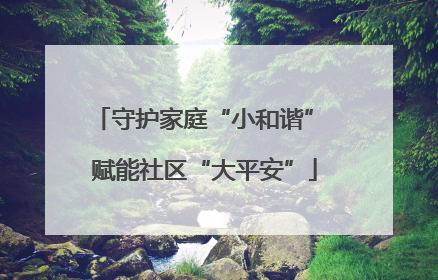 守护家庭“小和谐” 赋能社区“大平安”