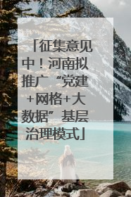 征集意见中！河南拟推广“党建+网格+大数据”基层治理模式