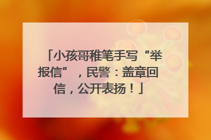 小孩哥稚笔手写“举报信”，民警：盖章回信，公开表扬！