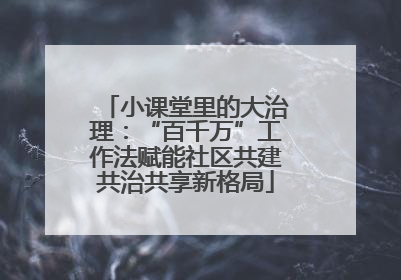 小课堂里的大治理：“百千万”工作法赋能社区共建共治共享新格局
