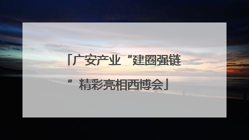 广安产业“建圈强链”精彩亮相西博会