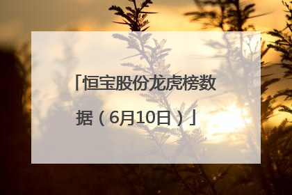 恒宝股份龙虎榜数据（6月10日）