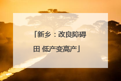 新乡：改良障碍田 低产变高产
