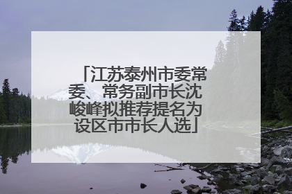 江苏泰州市委常委、常务副市长沈峻峰拟推荐提名为设区市市长人选