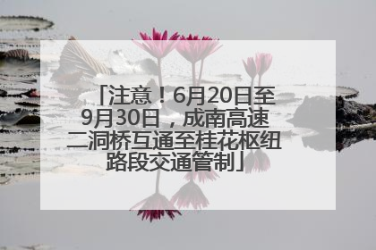 注意！6月20日至9月30日，成南高速二洞桥互通至桂花枢纽路段交通管制