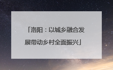 洛阳：以城乡融合发展带动乡村全面振兴
