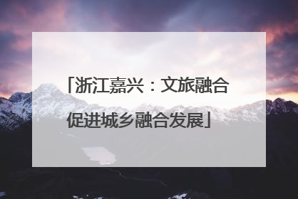 浙江嘉兴：文旅融合促进城乡融合发展