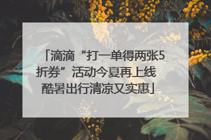 滴滴“打一单得两张5折券”活动今夏再上线 酷暑出行清凉又实惠