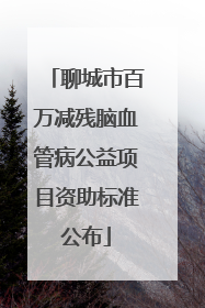 聊城市百万减残脑血管病公益项目资助标准公布