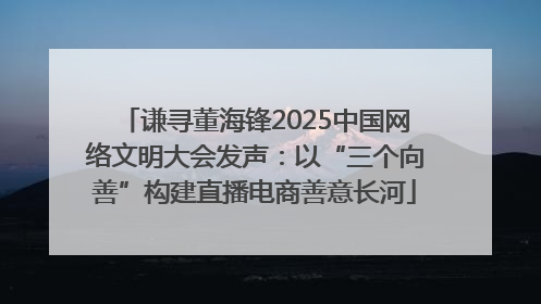 谦寻董海锋2025中国网络文明大会发声：以“三个向善”构建直播电商善意长河