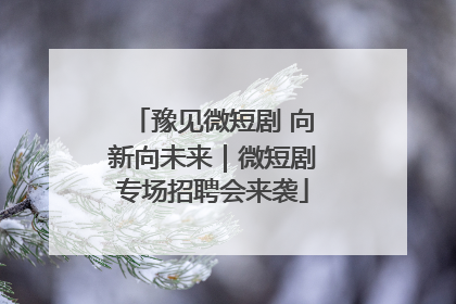 豫见微短剧 向新向未来｜微短剧专场招聘会来袭