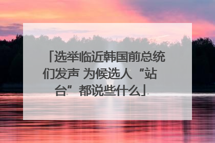 选举临近韩国前总统们发声 为候选人“站台”都说些什么