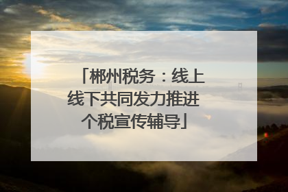 郴州税务：线上线下共同发力推进个税宣传辅导