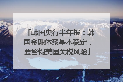 韩国央行半年报：韩国金融体系基本稳定，要警惕美国关税风险