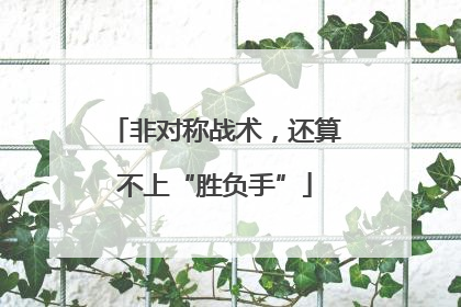 非对称战术，还算不上“胜负手”