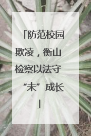 防范校园欺凌，衡山检察以法守“未”成长