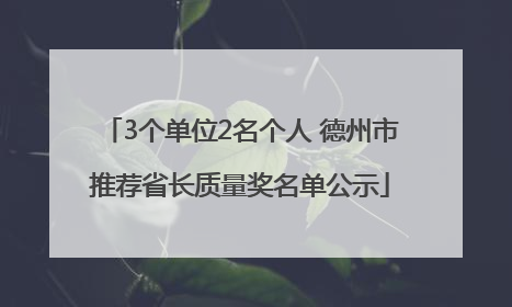 3个单位2名个人 德州市推荐省长质量奖名单公示